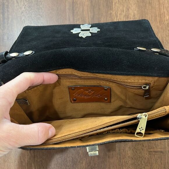 Patricia Nash Consilina Floret Leather Crossbody Bag Abstract Animal Print EUC - Picture 9 of 13